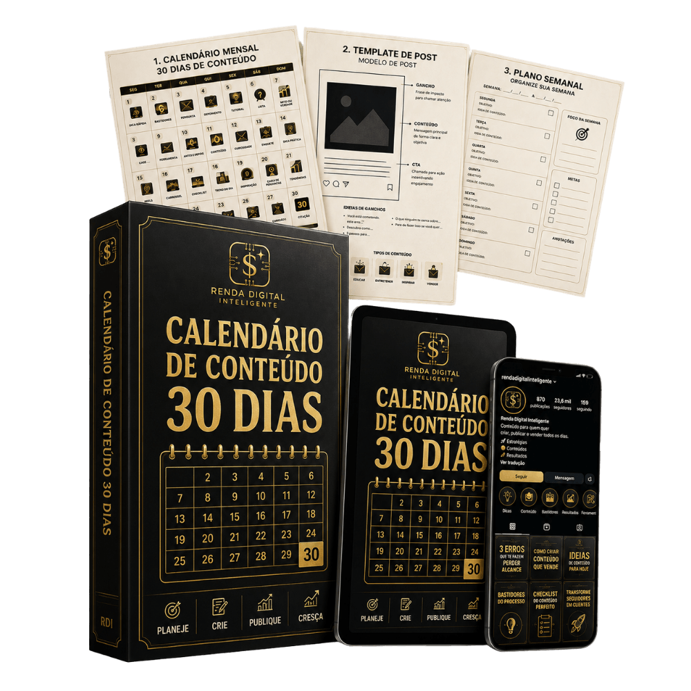 Calendário de Conteúdo: 30 Dias - Presente 2 do Renda Digital Inteligente
